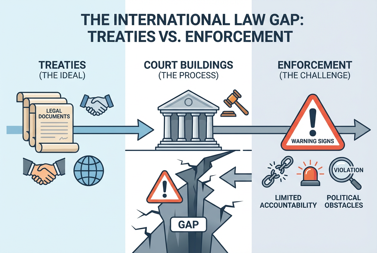 Gap between treaties and enforcement