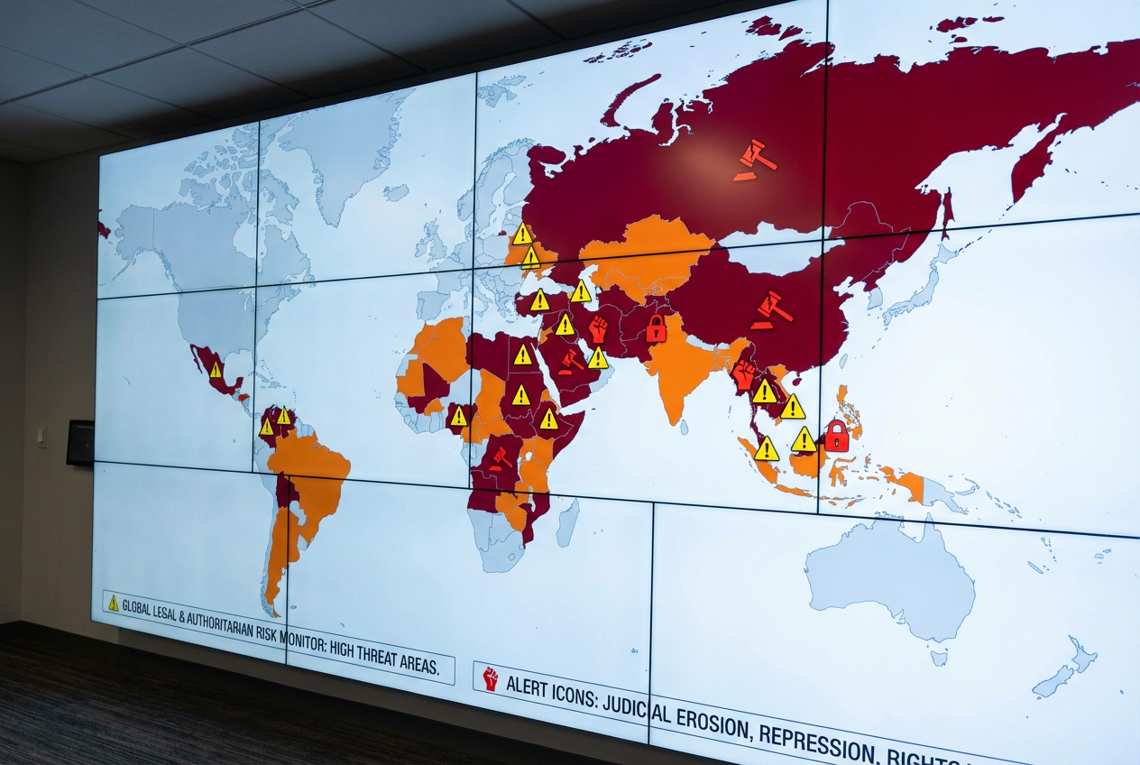 Global map of legal failures and authoritarian threats